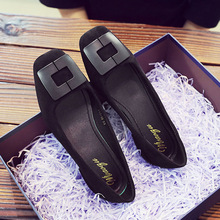 艺林厂家现货秒发大码单鞋女2025新款平底粗跟职业工作鞋跨境女鞋