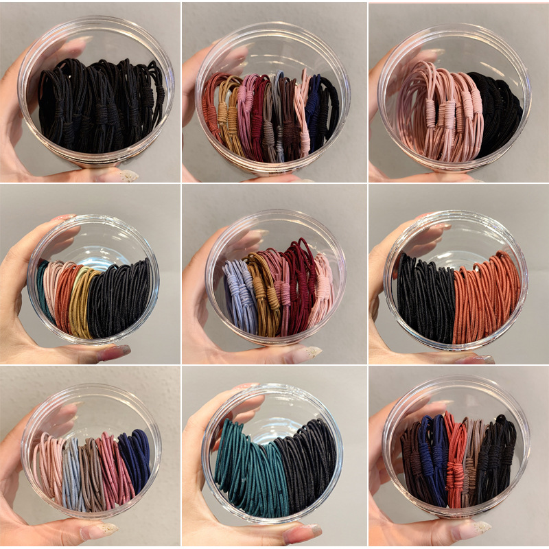 Cuerda de pelo banda de goma lazo del pelo de las mujeres pequeña banda de pelo temperamento simple banda de cuero lazo del pelo negro alto elástico durable accesorios para el cabello