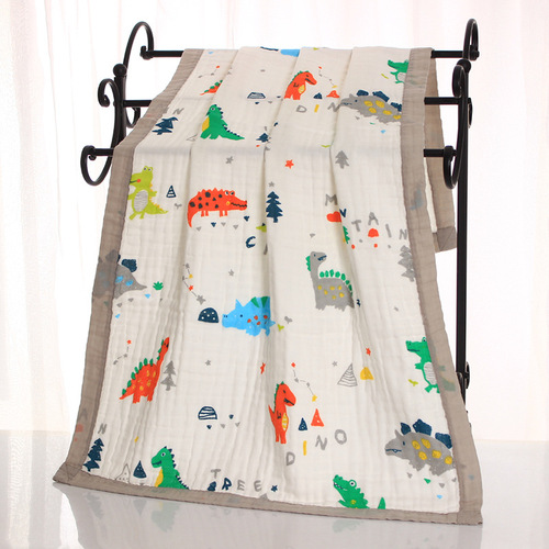 Pure cotton 70*140cm six-layer gauze bath towel baby wide-brimmed children's quilt high-density printed infant and child blanket category a