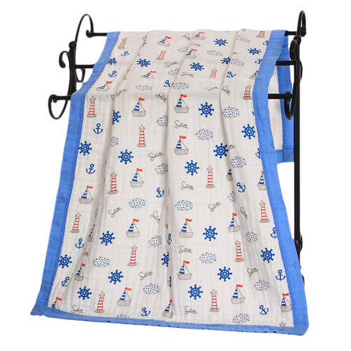 Pure cotton 70*140cm six-layer gauze bath towel baby wide-brimmed children's quilt high-density printed infant and child blanket category a