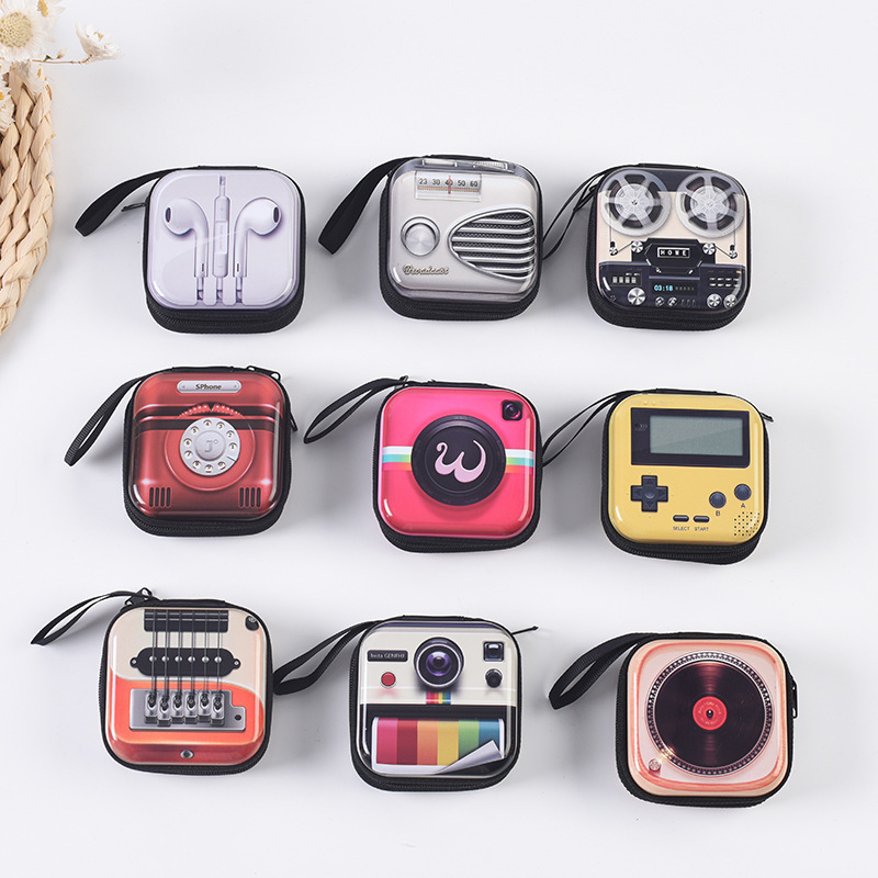 Creative Tinplate Coin Purse, Retro Tape Coin Purse, Cartoon Key Bag, Coin Headphone Cosmetics Bag