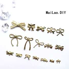 蝴蝶结饰品配件 电镀保色合金 韩版耳环项链挂件 diy手工制作材料