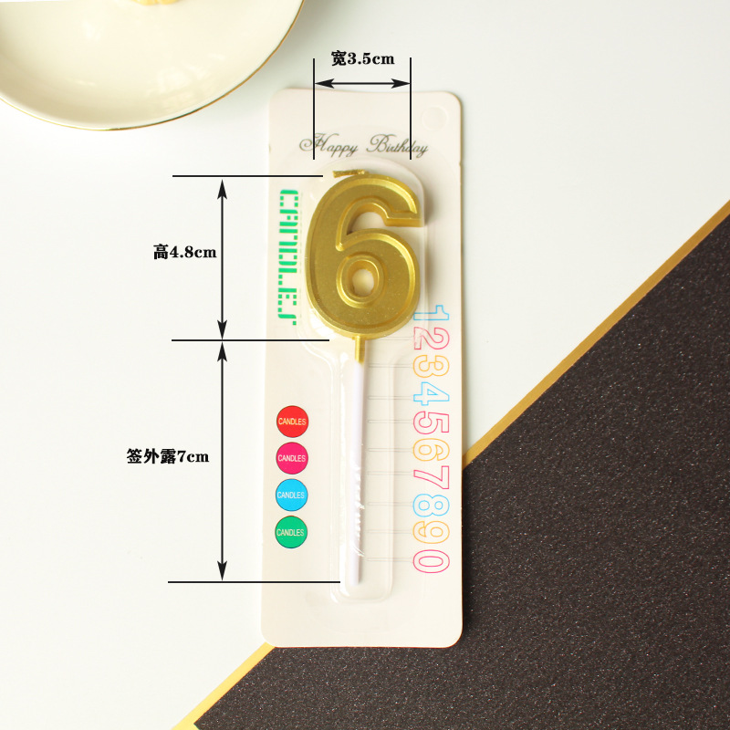 2024 Año nuevo palo al por mayor vela digital dorada cera de parafina 0-9 fiesta de cumpleaños pastel vela pequeña
