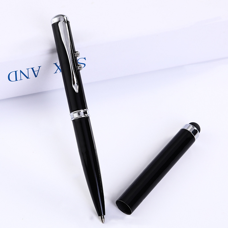 Fábrica al por mayor de metal bolígrafo publicidad comercial pluma LED luz láser capacitiva pluma al aire libre multi-funcional Cuatro en Uno