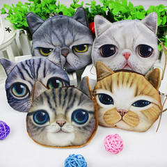 Japanese and Korean Harajuku style cat 3D personalized creative coin purse cute cat cartoon small wallet jewelry coin bag