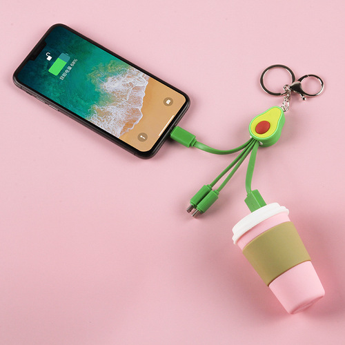 Fresh and Cute Cartoon Data Cable, Avocado Phone Data Cable, Cute Girl Three-in-One Fruit Fast Charging Cable
