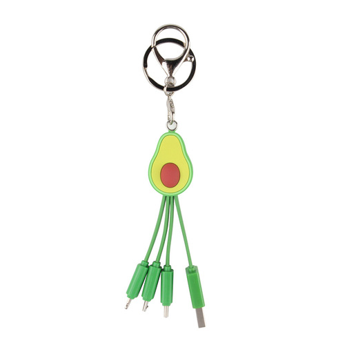 Fresh and Cute Cartoon Data Cable, Avocado Phone Data Cable, Cute Girl Three-in-One Fruit Fast Charging Cable