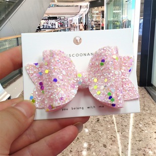 Luminous Sequins Bow Girl Baby Hair Accessories Dopamine Shoes Clothing Bag Accessories Semi-finished Accessories