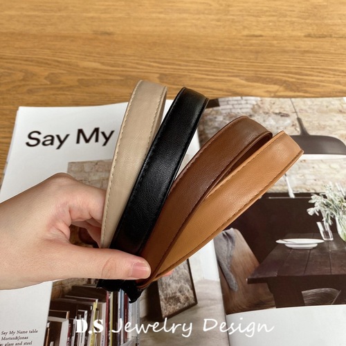 Korean Dongdaemun New Ins Retro Minimalist Elegant PU Leather Headband Jennie Same Style Headband Hairstyle Accessory for Women