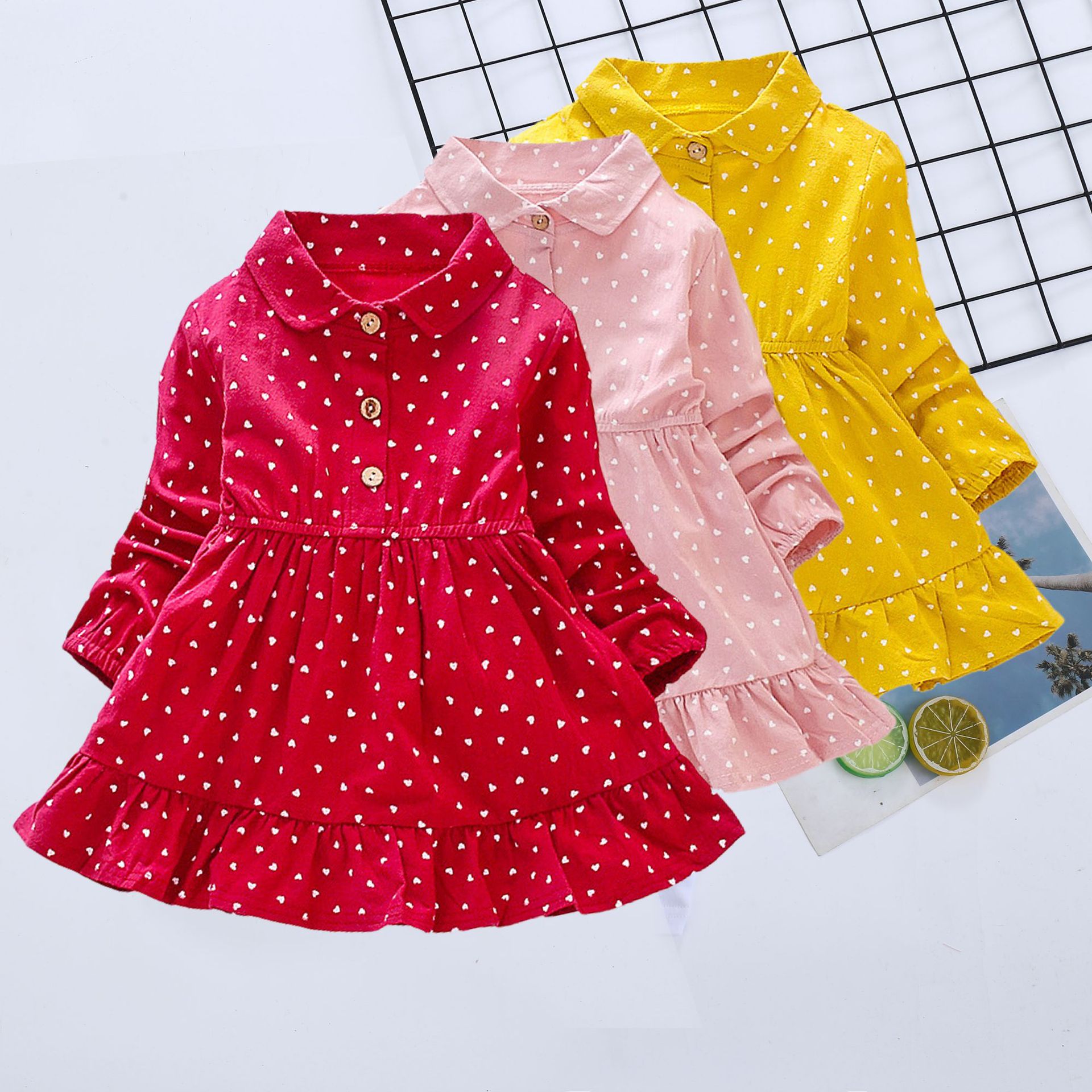 2024 Spring and Autumn New Children's Clothing Korean Style Girls Dress Little Girls Printed Princess Dress Fashion Children's Skirt