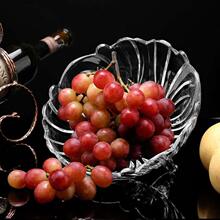 果盘玻璃水晶家用三角果斗简约欧式糖果盘客厅大号盘子收纳干果