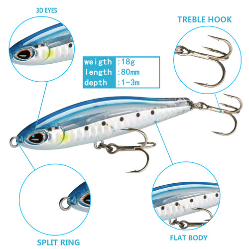 New factory direct supply pencil lure bait fake bait bionic fish bait 8 cm 16 g PE025