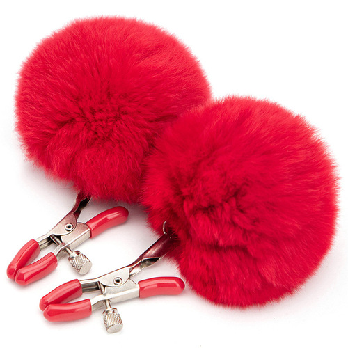 Adult novelty alternative toy rabbit fur ball nipple clip. Mimi teasing toy adult goods wholesale and distribution.