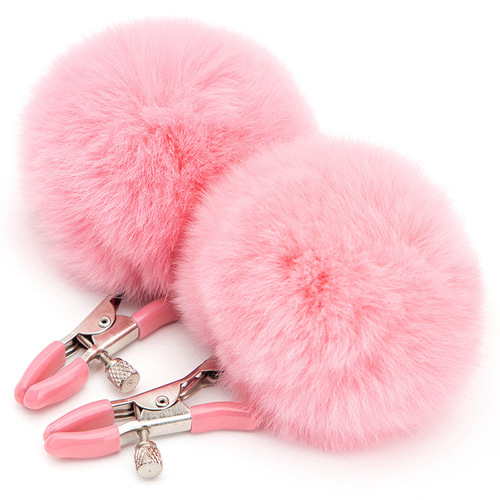 Adult novelty alternative toy rabbit fur ball nipple clip. Mimi teasing toy adult goods wholesale and distribution.