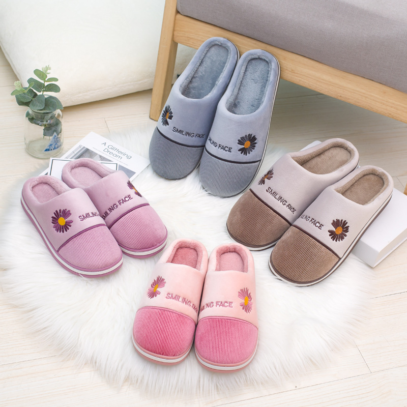 Women's warm cotton slippers home indoor male couples non-slip autumn and winter thick plush cotton slippers manufacturers wholesale