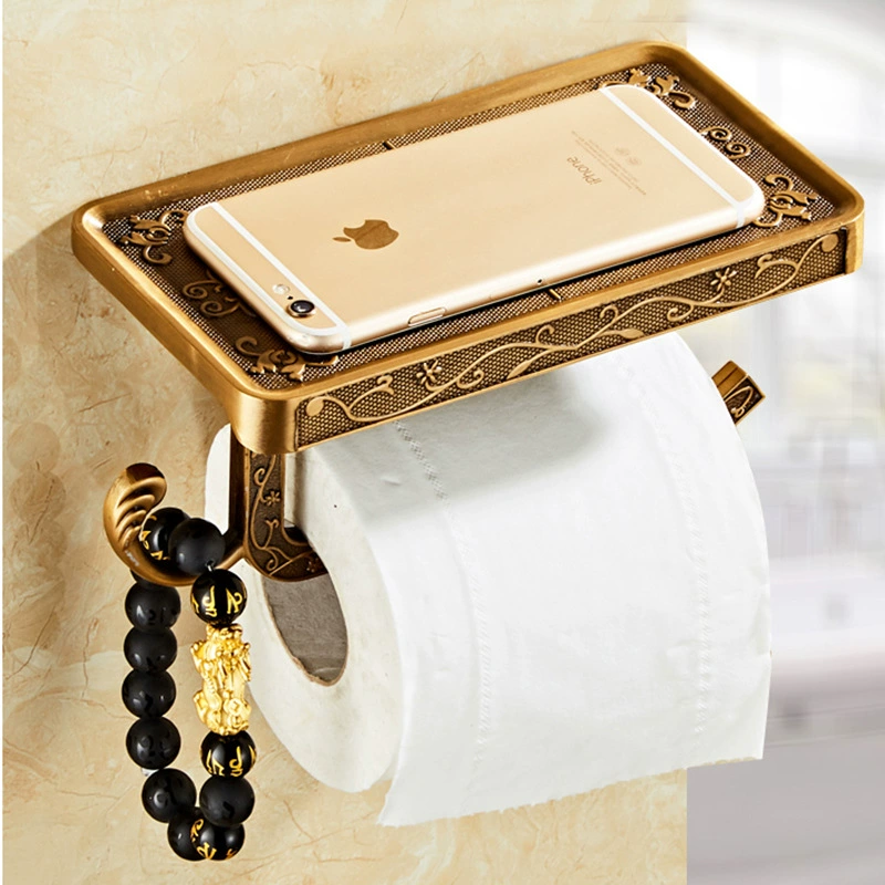 Size: Antique Aluminum Rolled Paper Frame - Retro European-Style Towel Rack & Toilet Holder, Black