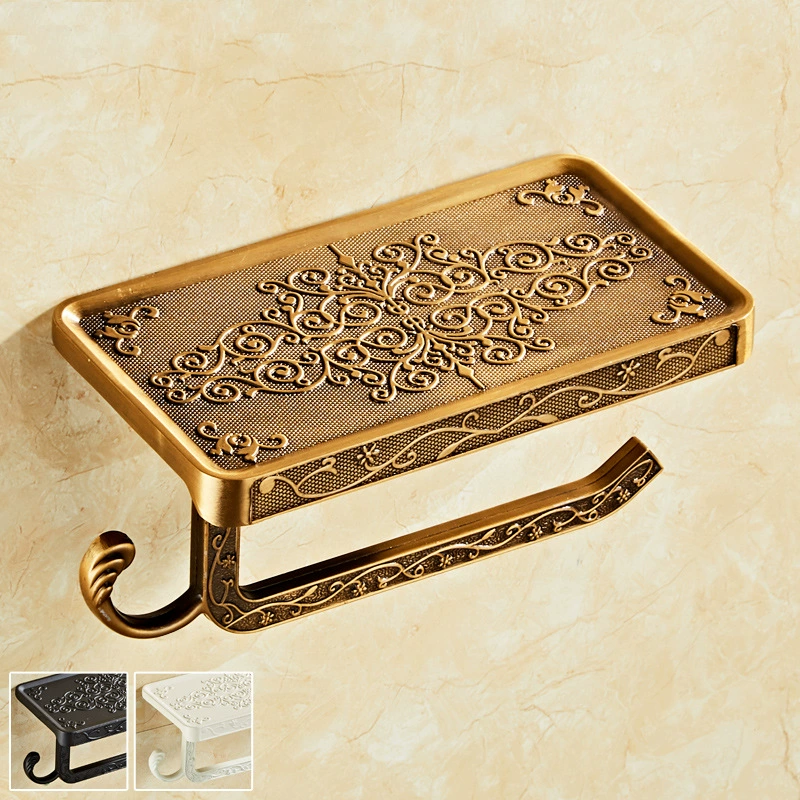 Size: Antique Aluminum Rolled Paper Frame - Retro European-Style Towel Rack & Toilet Holder, Black