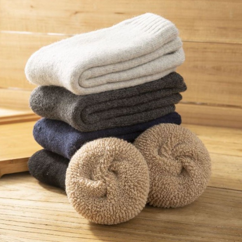 1 par de lote súper gruesos calcetines de lana de invierno cálido grueso calcetines de lana hombres forrado de lana gruesa Terry calcetines al por mayor