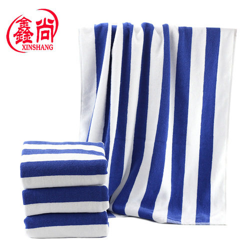Cotton yarn-dyed towel customized blue and white striped jacquard bath towel 75*150 beach towel pure cotton swimming foreign trade bath towel