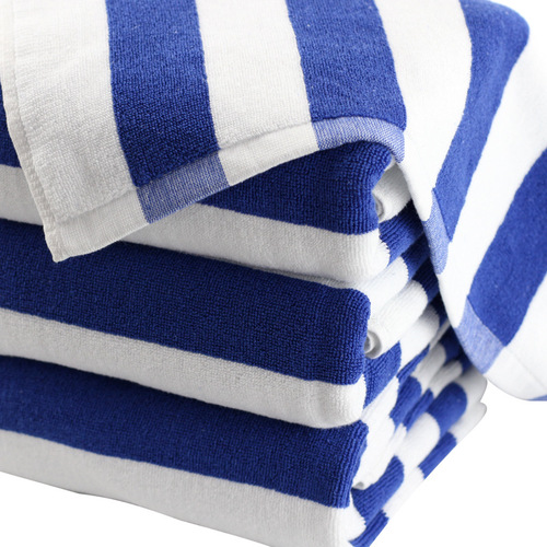 Cotton yarn-dyed towel customized blue and white striped jacquard bath towel 75*150 beach towel pure cotton swimming foreign trade bath towel