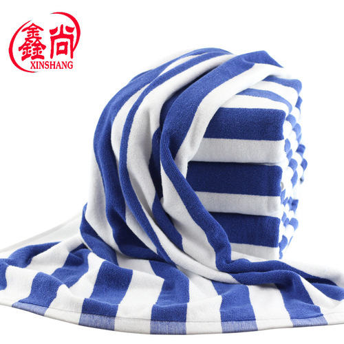 Cotton yarn-dyed towel customized blue and white striped jacquard bath towel 75*150 beach towel pure cotton swimming foreign trade bath towel