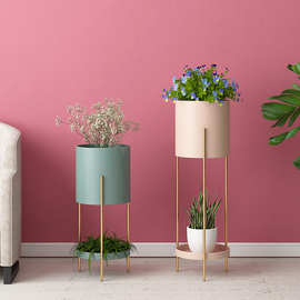 北欧时尚铁艺花架室内多层落地式花盆架客厅盆栽架多肉绿萝架批发