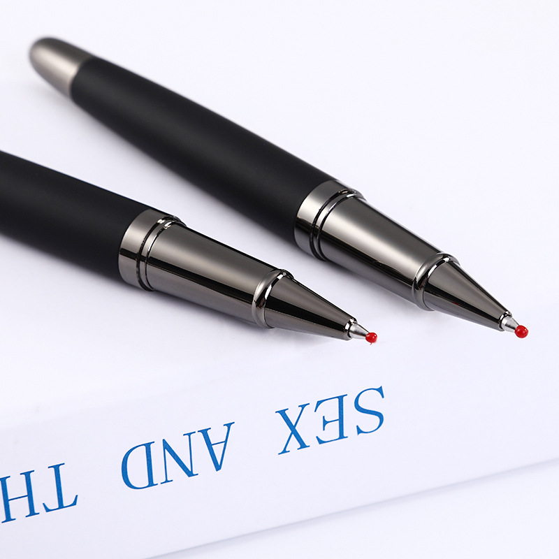 Negro esmerilado metal firma pluma negocio regalo bolígrafo publicidad pluma gel pluma metal pluma letras LOGO