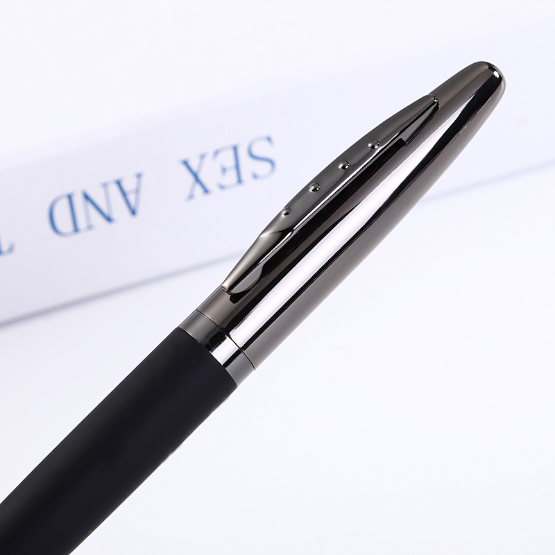 Negro esmerilado metal firma pluma negocio regalo bolígrafo publicidad pluma gel pluma metal pluma letras LOGO