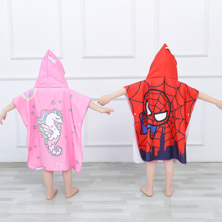 Toalla de baño para niños capa de dibujos animados con capucha bebé absorbente de secado rápido albornoz de natación niño playa toalla de playa portátil image 6