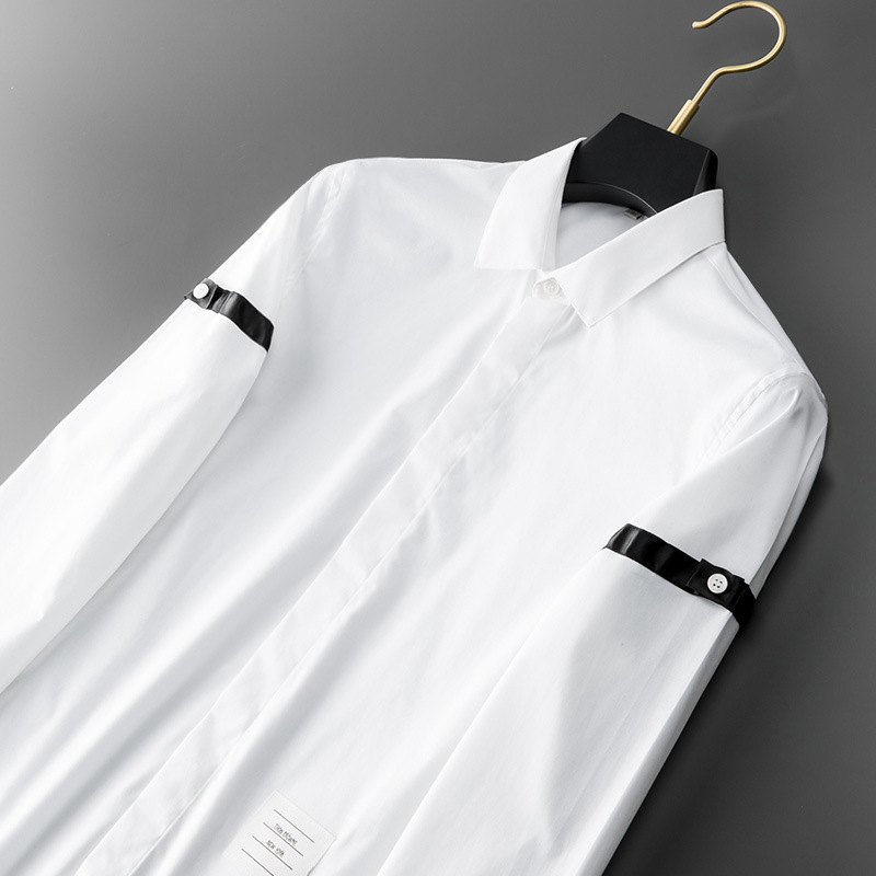 Pánske oblečenie Čierna stuha Pánske dlhé rukávy Kreatívny štýl Luxusný ležérny Nežehlivý Jednofarebný stuha Spodný diel s dlhým rukávom Podšívka_voghion.com