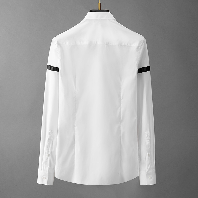 Pánske oblečenie Čierna stuha Pánske dlhé rukávy Kreatívny štýl Luxusný ležérny Nežehlivý Jednofarebný stuha Spodný diel s dlhým rukávom Podšívka_voghion.com