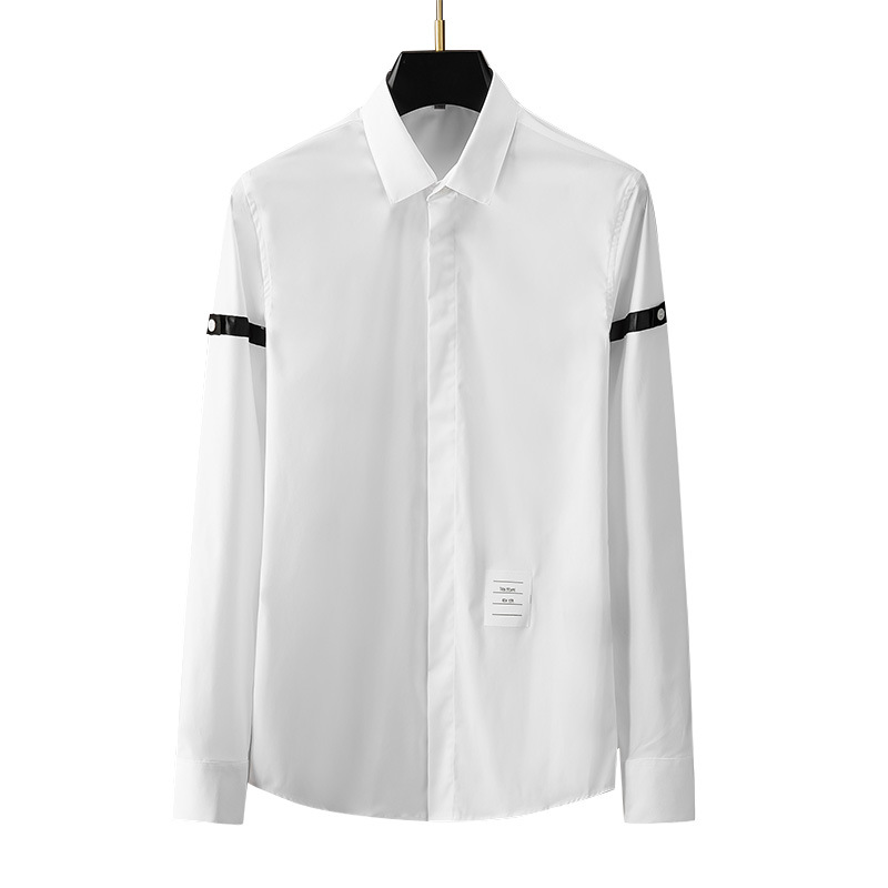 Pánske oblečenie Čierna stuha Pánske dlhé rukávy Kreatívny štýl Luxusný ležérny Nežehlivý Jednofarebný stuha Spodný diel s dlhým rukávom Podšívka_voghion.com