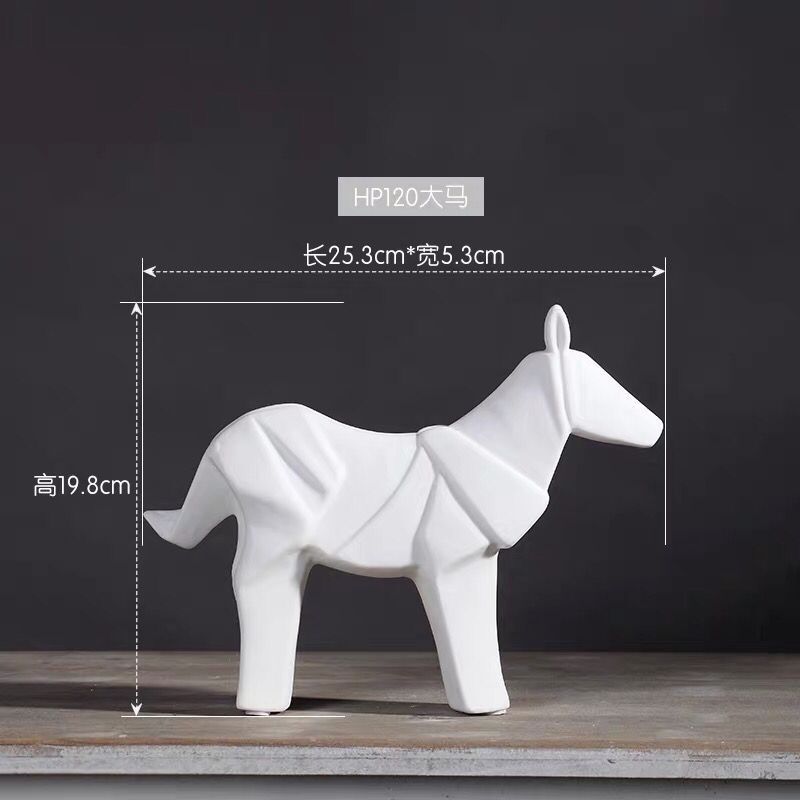 Nórdico simple cerámica artesanía creativa TV gabinete decoración blanco origami caballo salón decoración del hogar al por mayor