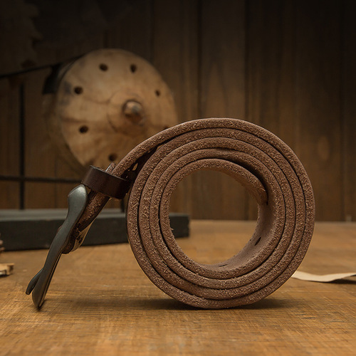 Handmade Leather Belt Cowhide Men's Pin Buckle Top Layer Genuine Leather Casual Retro Student Pants Belt Middle-aged and Young Adult Jeans Waistband
