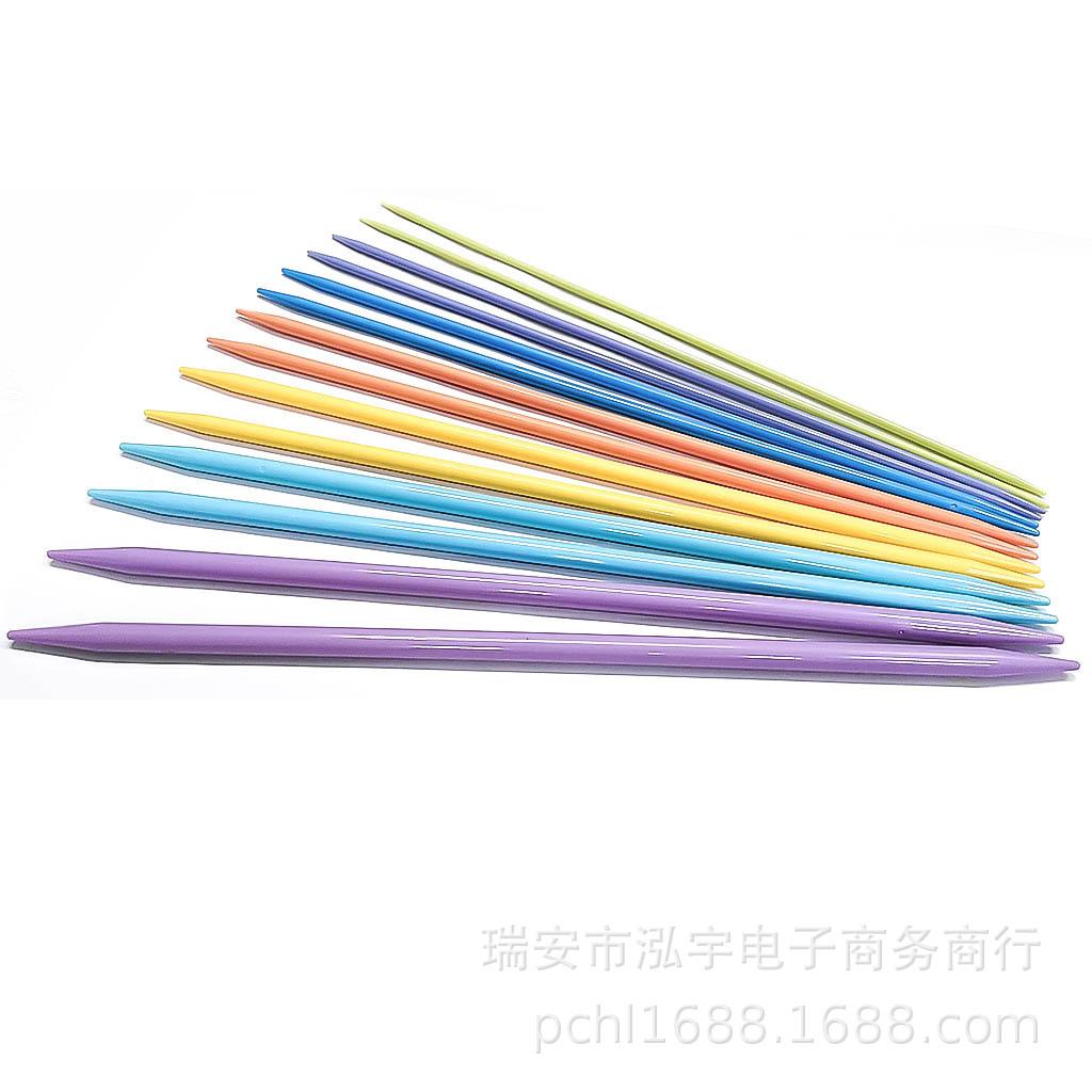 Herramienta de tejer suéter aguja ABS plástico color doble punta palo aguja conjunto de 7 pares 35cm 14 unidades bolsa