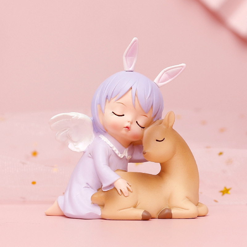 1121-6B 스몰 사이즈 보라색 앉아 사슴