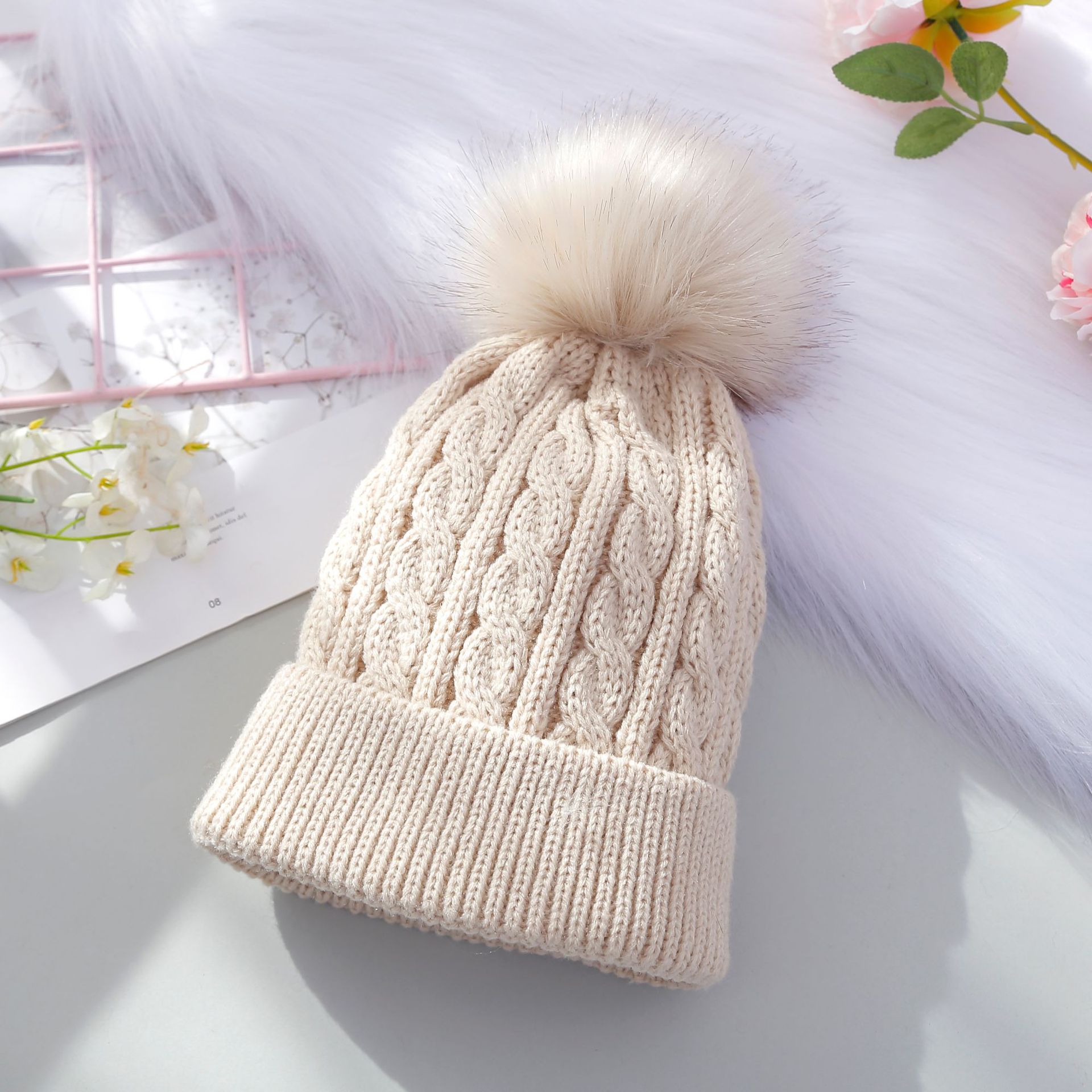 Gorro de lana tejido para niños de acrílico, térmico y a prueba de viento, para otoño e invierno image 12