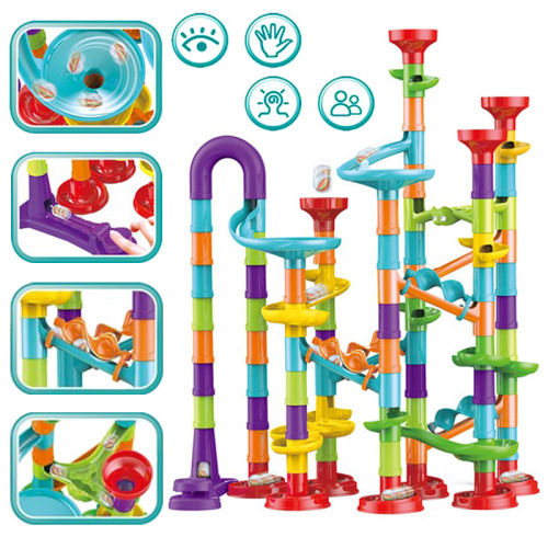 Ball Track Jenga 142PC Large Particle Slide Ball Building Blocks Puzzle Assembling Track Building Blocks Toy