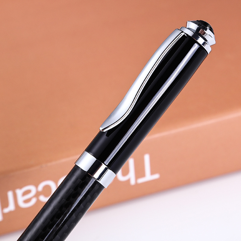 En stock de fibra de carbono Bolígrafo de Metal de alta gama regalo de negocios publicidad pluma de aceite pluma de metal de impresión de letras