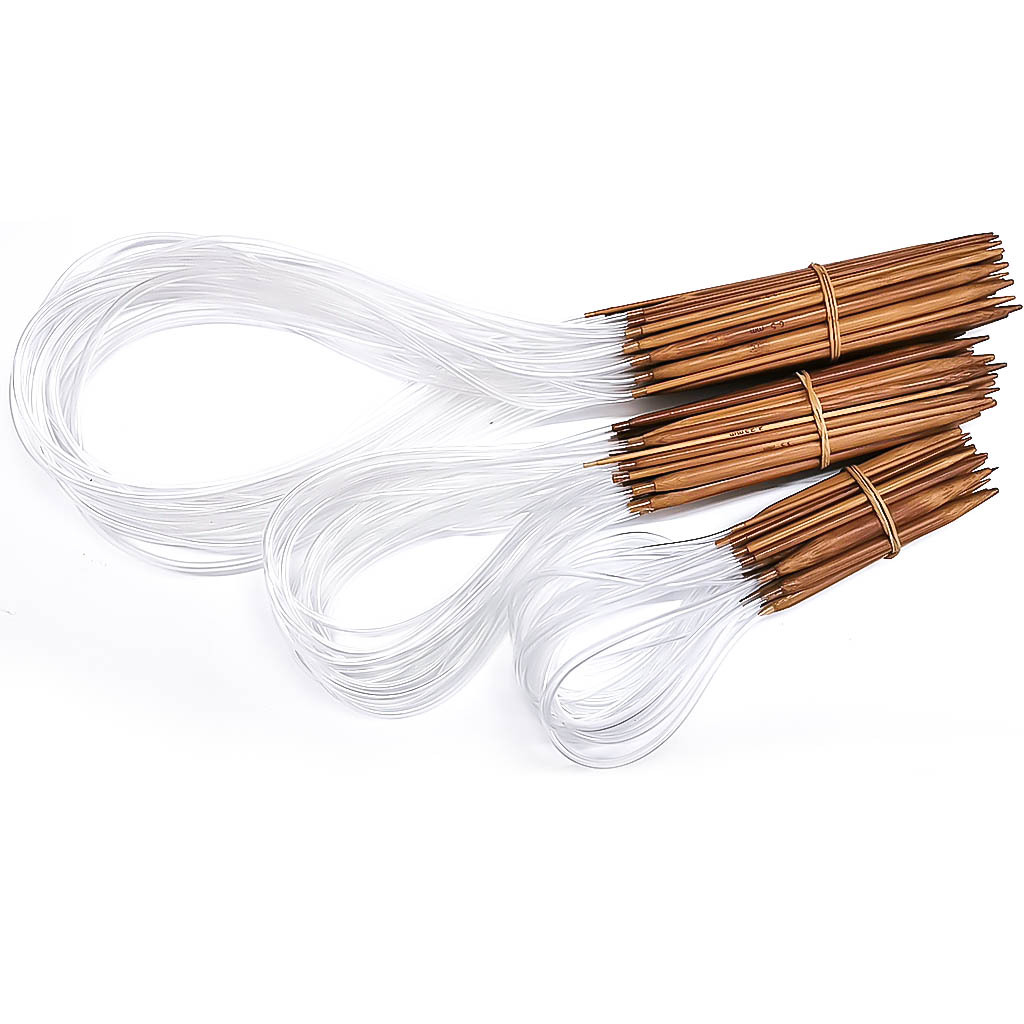 Herramienta de tejido Aguja de suéter Aguja de circulación de carbonización Aguja de anillo de bambú carbonizado Largo 80cm60CM40CM 18 pares