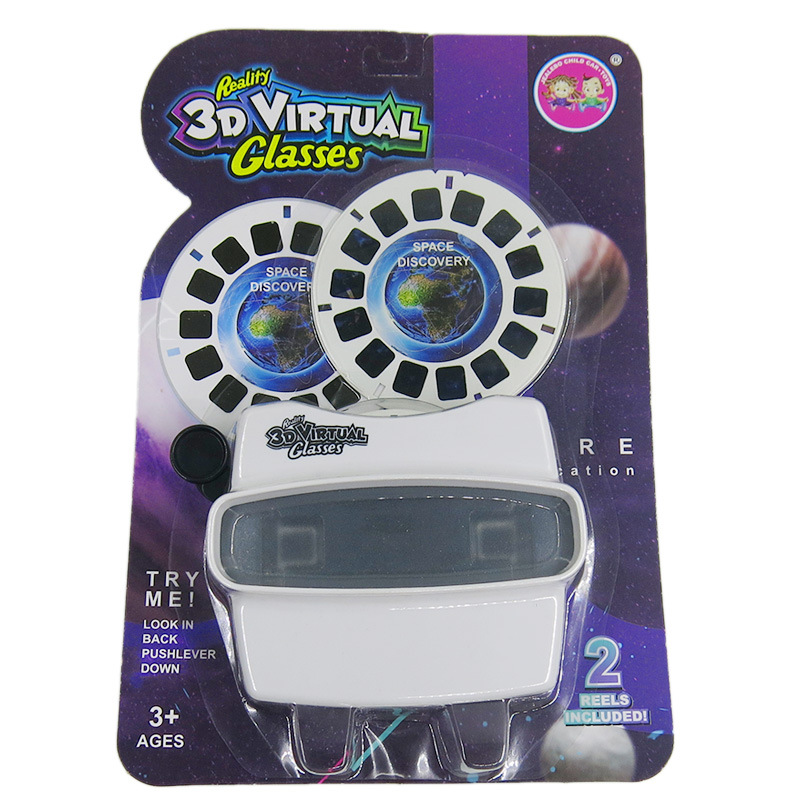 Venta caliente de los niños Qizhi educación temprana Ciencia Cognitiva juguetes 3D caja de transferencia de visualización proyector de la máquina con 2-disco de diapositivas