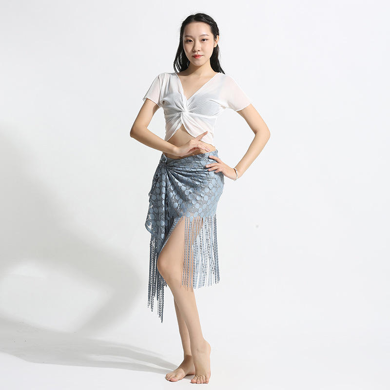 Hip towel new belly dance practice clothes beginner dance clothes top fashion tassel hip towel table performance suit