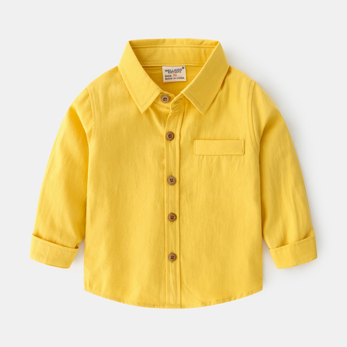 2023 new children's clothing long-sleeved children's shirt solid color boys' shirt base online store agent Korean style tops