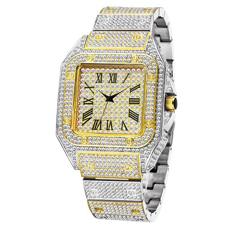 Malishi MISSFOX reloj tarjeta tanque serie cuadrado diamante cuarzo lujo hip hop reloj de hombre