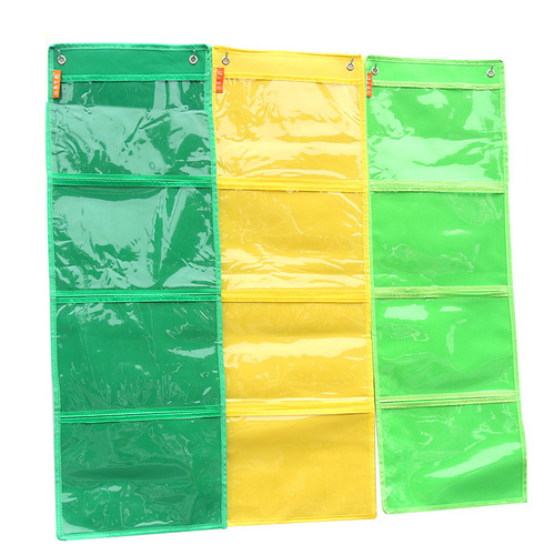 幼儿园a4作品展示挂袋绘画美术作品袋A4透明牛津布收纳挂袋墙挂式