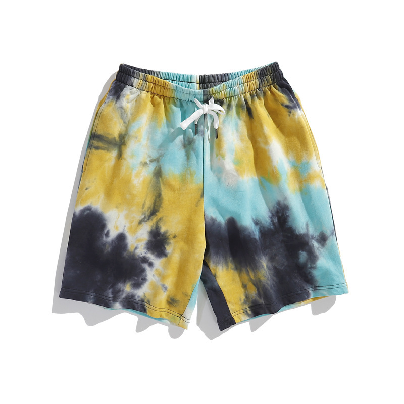 Cross-Border Men's Clothing 2026 Summer New Tie-Dye Shorts Men's Drawstring Loose Printed Trendy Five-Point Pants Blank Style