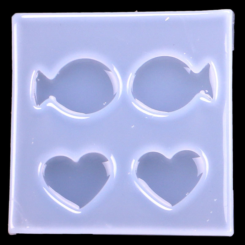 Espejo mini figura Linda silicona molde DIY Stud pendientes colgante epoxi estrella corona peces amor corazón cuadrado redondo