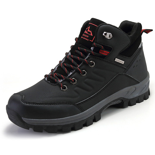 Autumn and winter outdoor warm cotton shoes, high-top velvet snow boots, men's shoes, hiking shoes, casual shoes