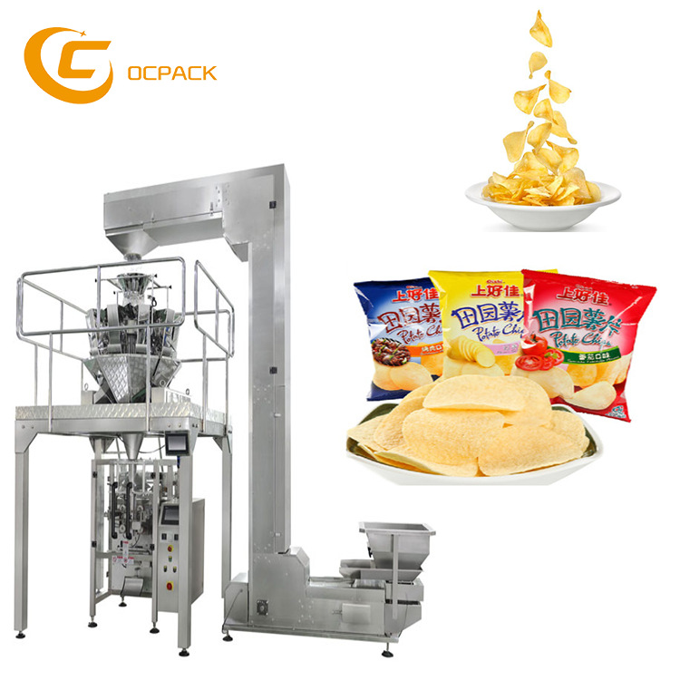 薯片薯条包装机零食小吃膨化食品包装机称重打码工厂直供可试机