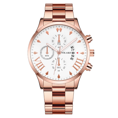 Manufacturer foreign trade trend fashion three-eye calendar men's watch men's watch steel band quartz watch watch